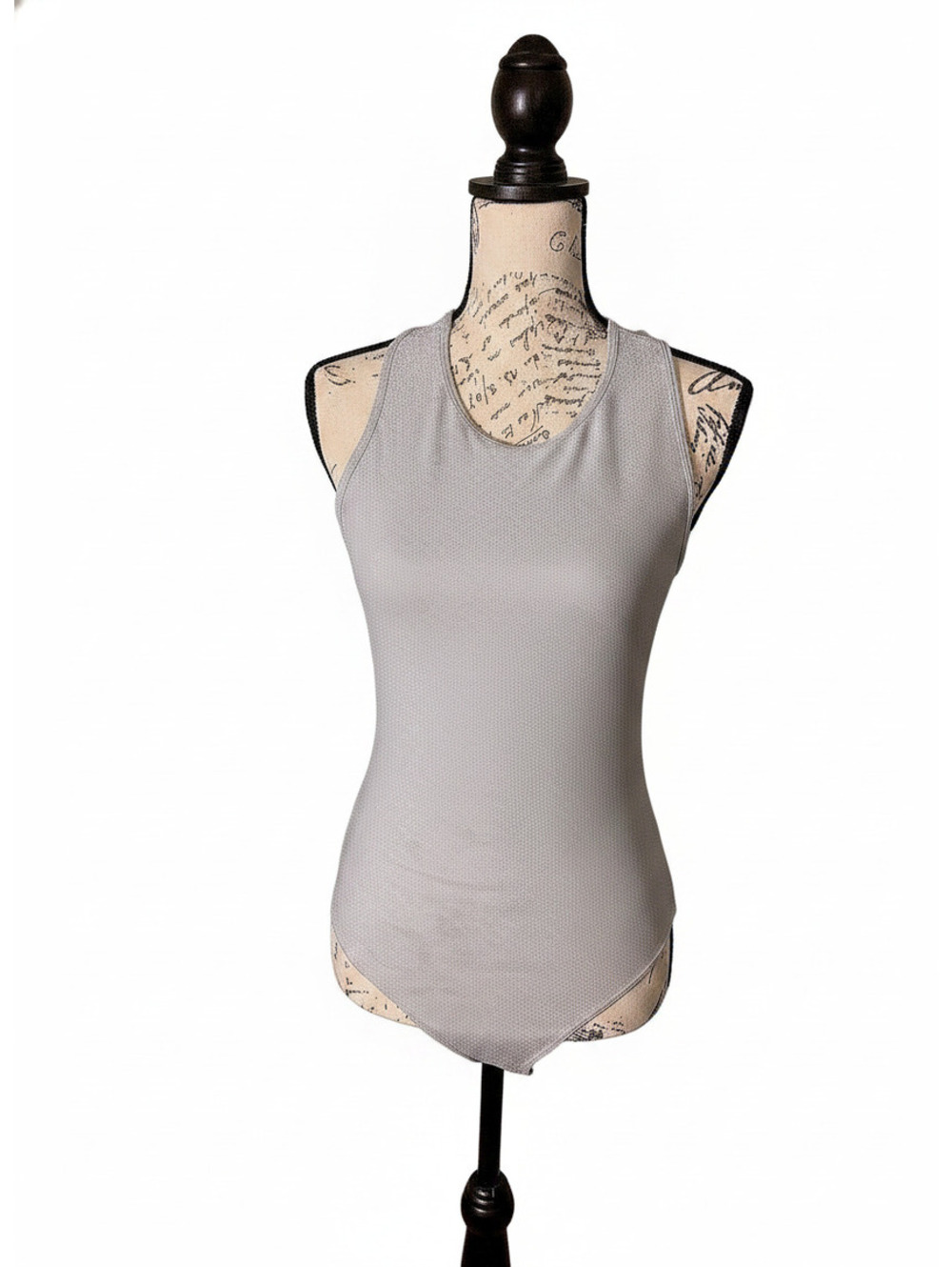 Metallic Silver Sleeveless Bodysuit with Snap Closure Size M